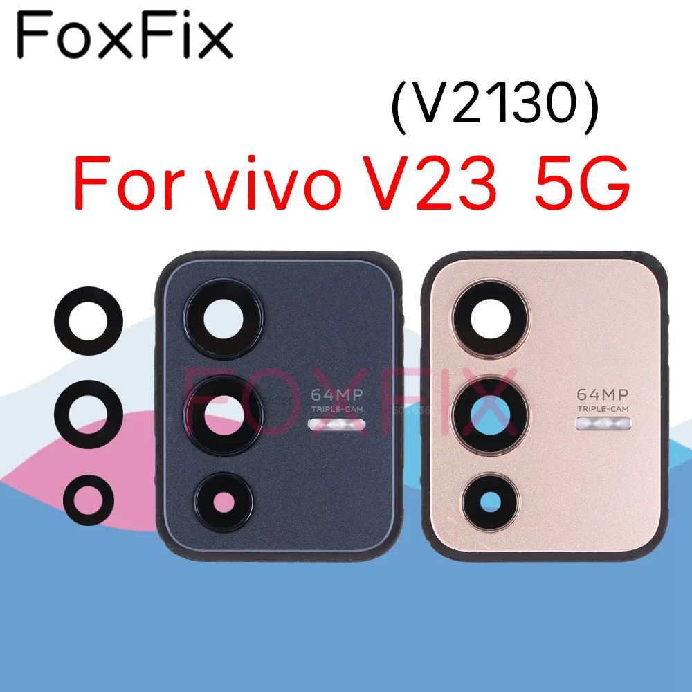 Rear Back Camera Glass Lens For vivo V23 5G Camera Cover With Frame Bezel Replacement V2130