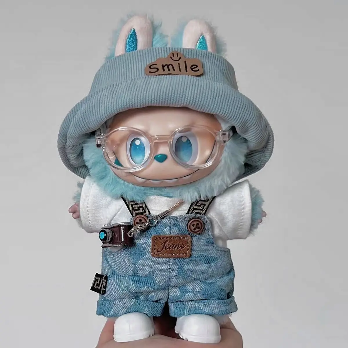 라부부 인형용 옷 17cm 패브릭 패턴 파티 트렌디 플레이 오버롤 유니버설 세트 행운의 의상 교체 귀여운 패션 모자