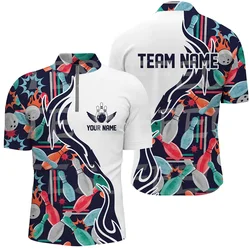 Camiseta de bolos con nombre personalizado, camiseta de manga corta con estampado 3D de jugador deportivo, Polo informal de verano con cremallera, ropa de calle, XN-11