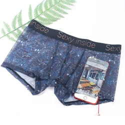 Men See Through Ultra-thin Briefs Shorts Underwear Panties Mesh Bulge Pouch Ice Silk Seamless Smooth Soft Panties Briefs