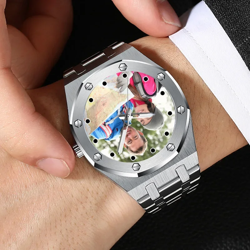 Montre mécanique personnalisée pour homme, image imprimée sur cadran, montre-bracelet, Vogue Gym Creative, bricolage automatique, photo, 2022