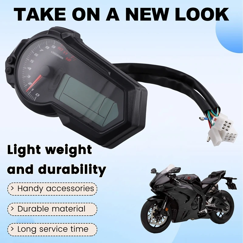 Motorcycle Universal 1200RPM Odometer Tachometer UTV LCD Digital Speedometer Gauge For 2,4 Cylinders N1-6