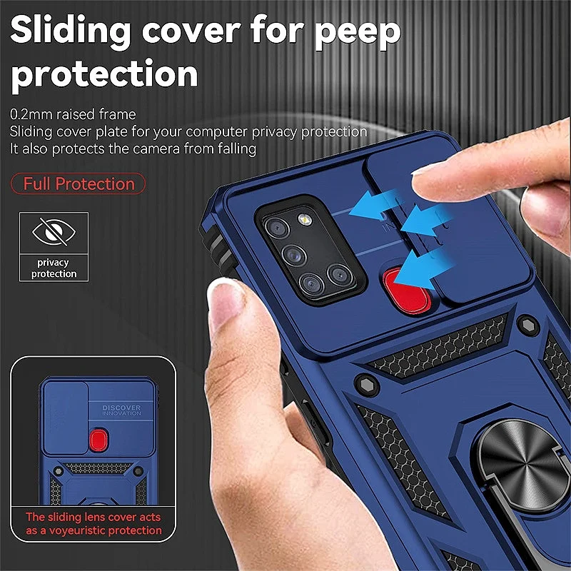Para Samsung A21s funda anillo magnético soporte armadura contraportada para Samsung Galaxy A21S A 21s A21 s lente de cámara proteger Fundas