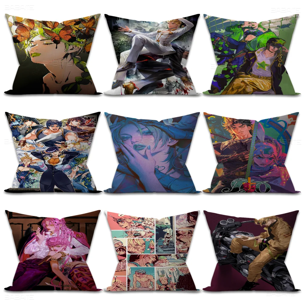 J-JoJo's B-Bizarre A-Adventure Cushion Cover Car Throw Pillow Case For Sofa Car Christmas Gift 40x40cm 45x45cm