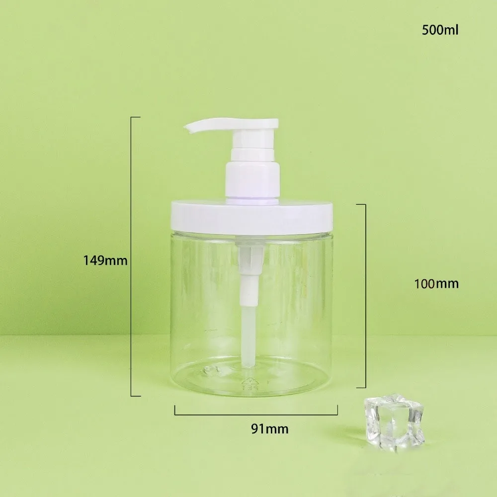 

500/1200ml Pump Bottle Dispenser Clear Wide Mouth Shower Soap Dispenser PET Refillable Storage Bottle