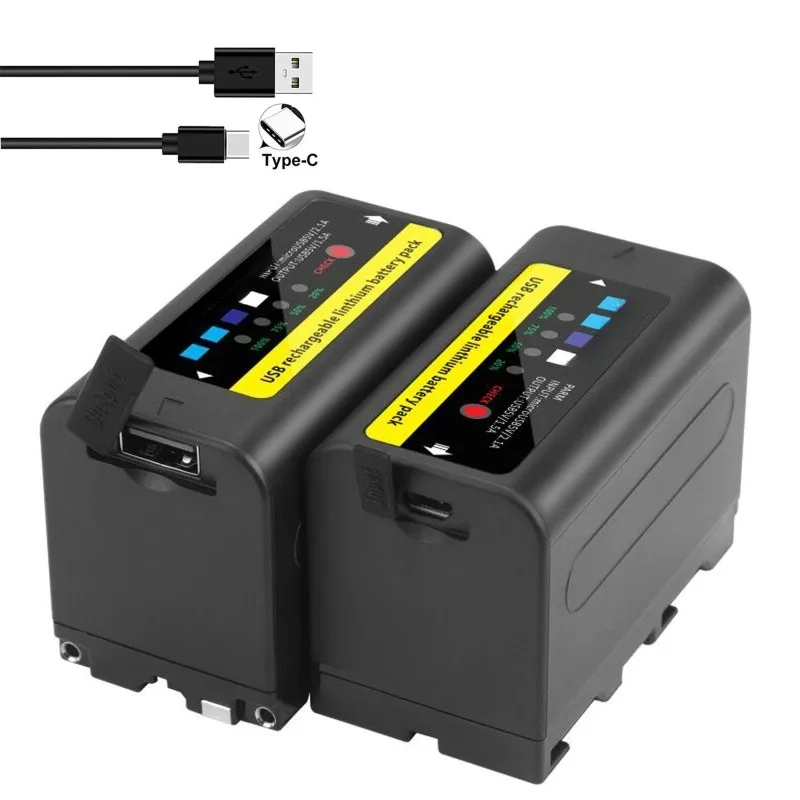 

High Capacity 6800mAh 7.4V Lithium Ion Battery For Sony NP-F750 F770 F780 F970 Series, LED Power Display Camera Battery