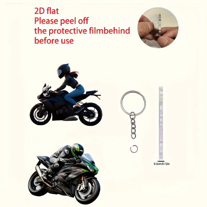 Motorcycle Rider 2D Flat Acrylic Keychain