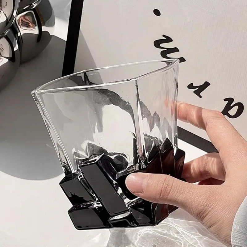 Creative Wine Cups Artistic Sense Handmade Black Gem Light Luxury Crystal Cup Modern Simplicity Advanced Sense Whisky Glass New