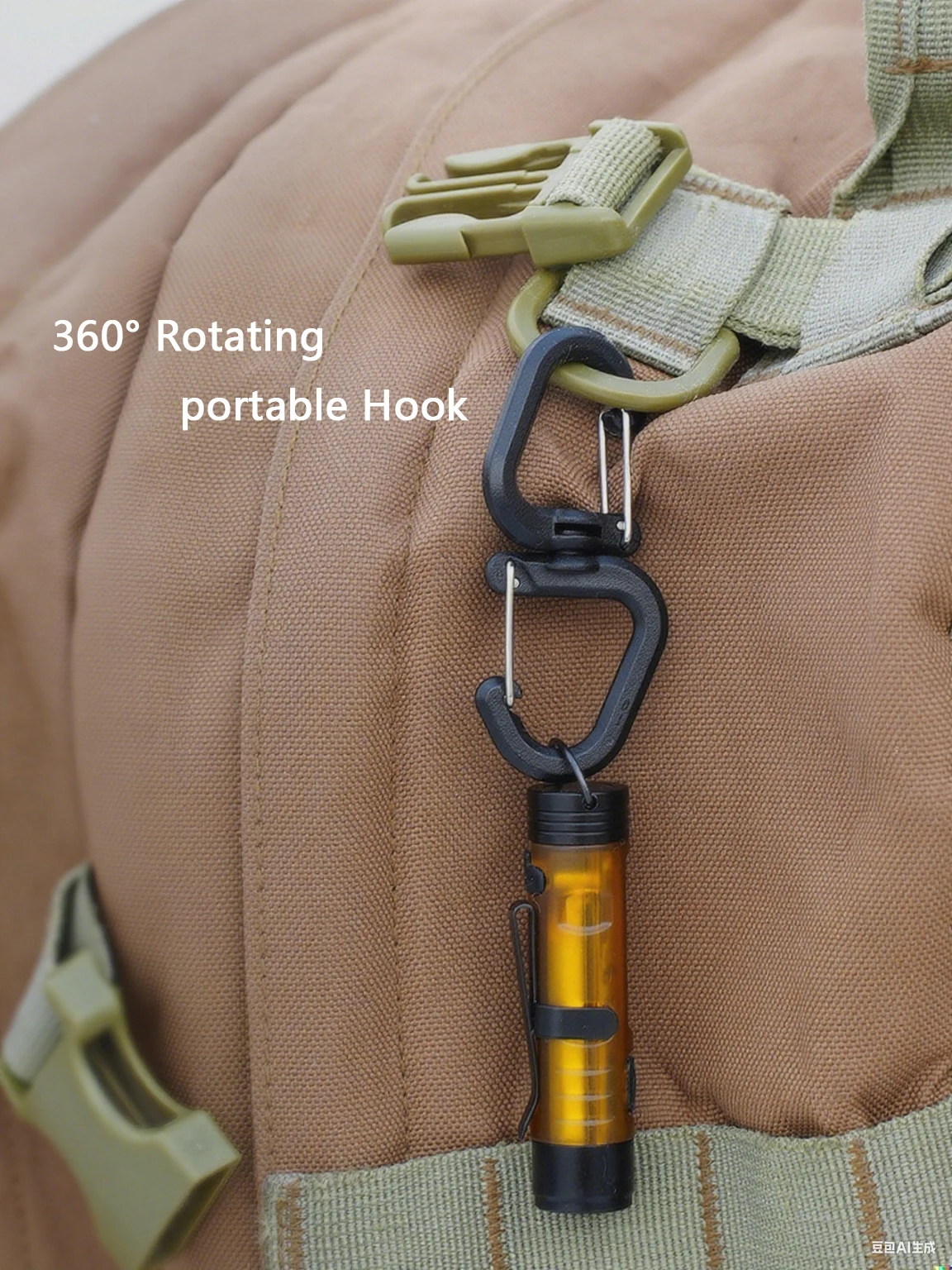 

Double Clip Carabiner Outdoor Hook Clip Multi-Use Outdoor S Chain Hooks Portable Backpack Locking Hooks With 360 Degree Swivel