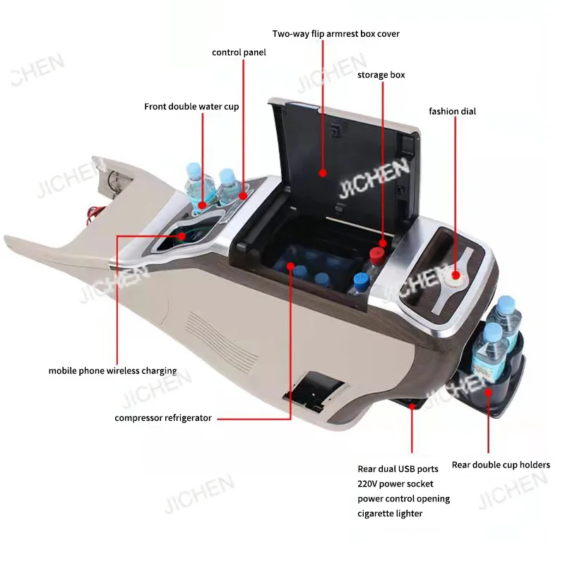 

Suitable for 2016-2023 Vito V250 V260 V220 W447 V-class Interior Modification Center Armrest Box, Storage Box with Refrigerator