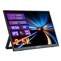 16-inch 2.5K 144Hz portable monitor, 2560*1600 resolution, 100% sRGB, 500Cd/m² brightness, suitable for laptops, mobile phones