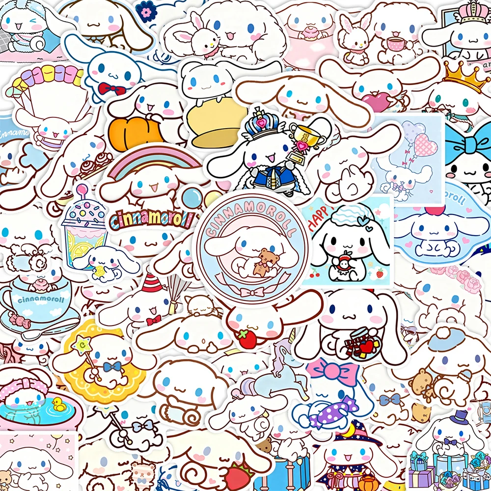 

10/30/60pcs Sanrio Cute Cinnamoroll Cartoon Stickers Kawaii Anime Graffiti Decals Water Bottle Phone Luggage Waterproof Sticker