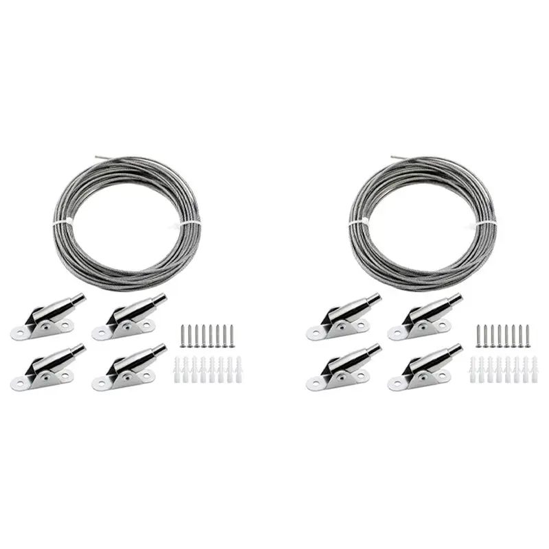 

A02M-2 шт. 10 м трос из нержавеющей стали с покрытием, 2 мм, регулируемый, для штор, подвесной, с крепежными зажимами