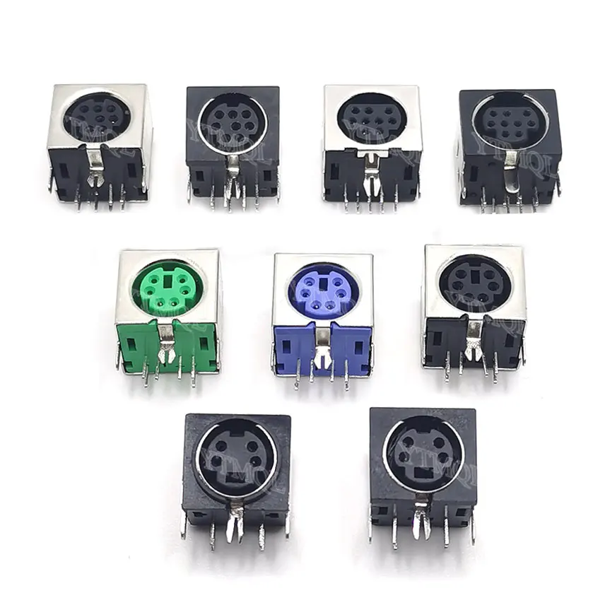 5pcs Mini Din 3 4 5 6 7 8 9 Pin Female Din Sockets MD-SM Shield Right Angle Through Holes PCB Circular Receptacle Connector