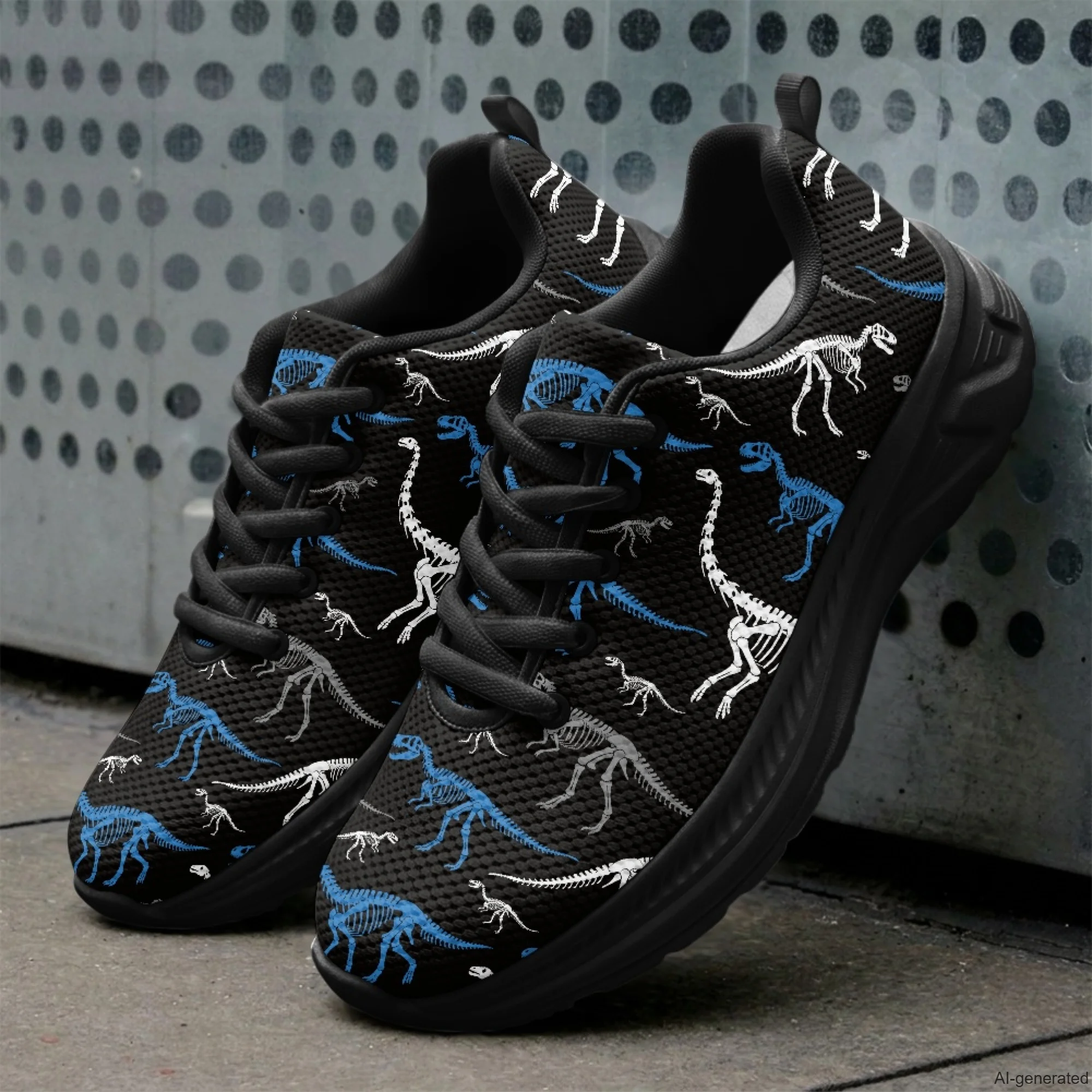 XIXIRIMIDO Running Shoes for Men Breathable Mesh Casual Walking Shoes for Women Dinosaur Print Workout Gym Sneakers 35-48