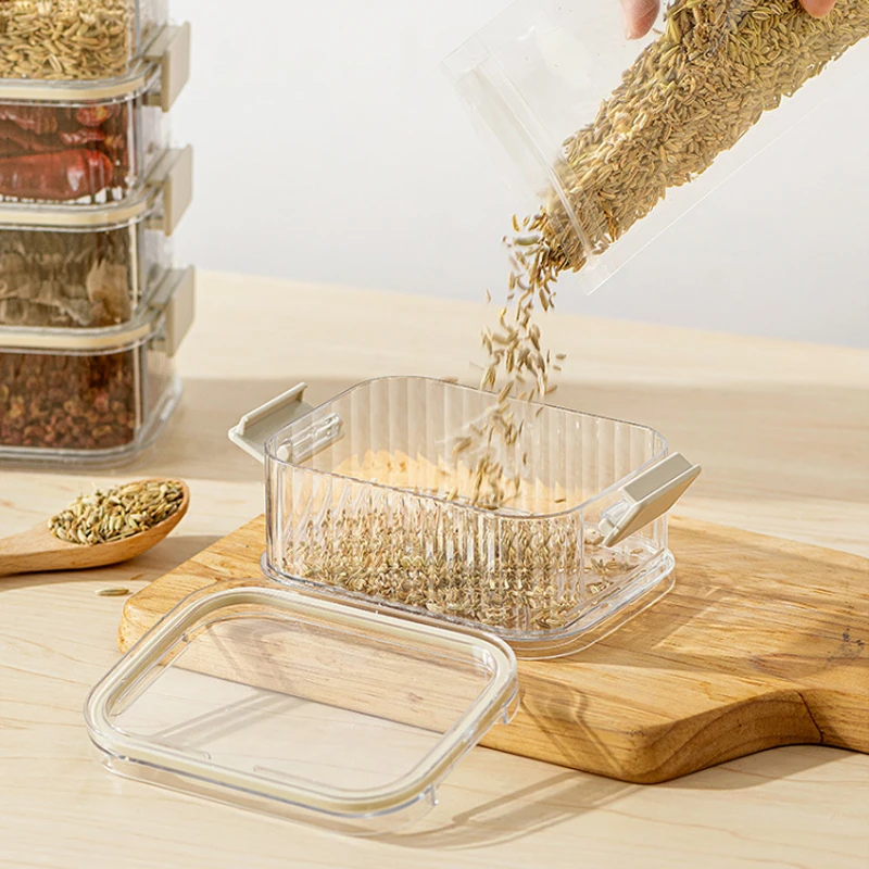 قوي شفاف مختومة التراص صناديق تخزين المطبخ سعة كبيرة صندوق تخزين المواد الغذائية المطابخ المنظمون اكسسوارات المطبخ