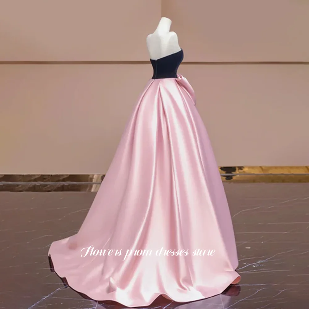 花柄 A ライン イブニングドレス ビッグリボン付き サテン パーティードレス 恋人 セレブ ガラドレス 女性用 カスタマイズ可能