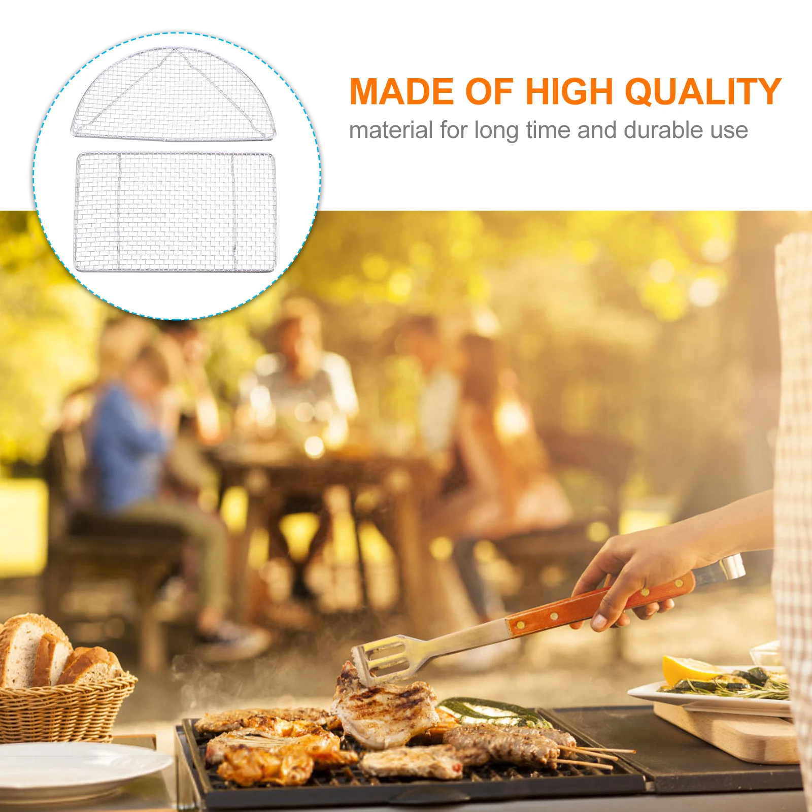 

2pcs Stainless Steel Bbq Grill Net Outdoor Barbecue Oil Strainer Mesh Rack Baking Cooling Tool Grill Accessory Kitchen Bar