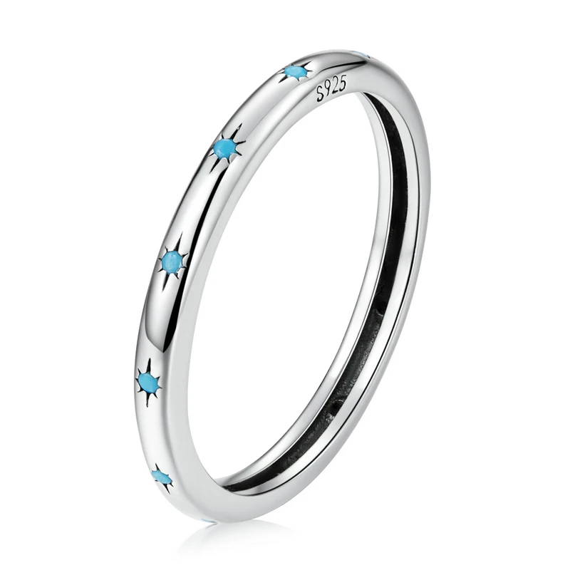 Women's 925 Sterling Silver Turquoise Star Ring, Unique Design