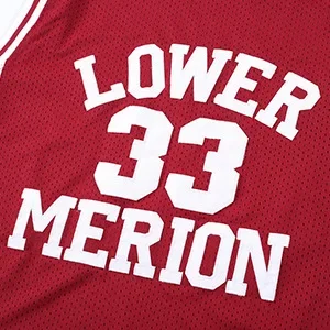 # 33 Kobe Bryant Lower Merion Nakrycie głowy Męska bordowa koszulka do koszykówki w stylu retro z haftem