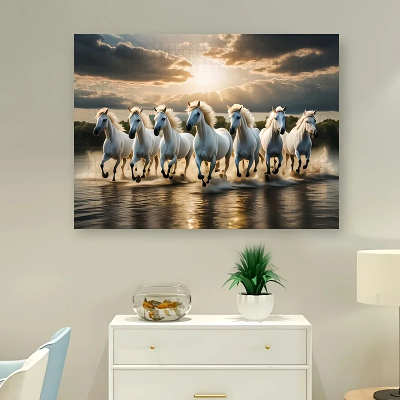 Galopperend paardenscènepuzzel - 1000 stuks puzzel, intellectuele uitdaging DIY-spel voor volwassenen, interactief gezinsplezier, geavanceerde sk