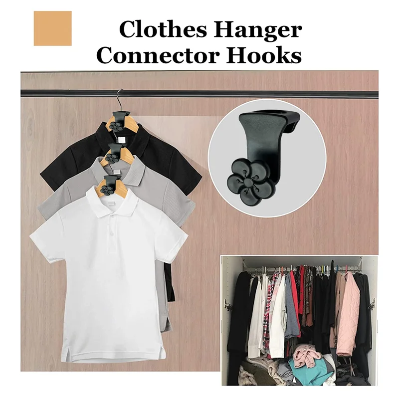 

40PCS Space Saving Hanger Hooks, Clothes Hanger Connector Hooks for Organizer Closet Space, Fits All Hangers Black