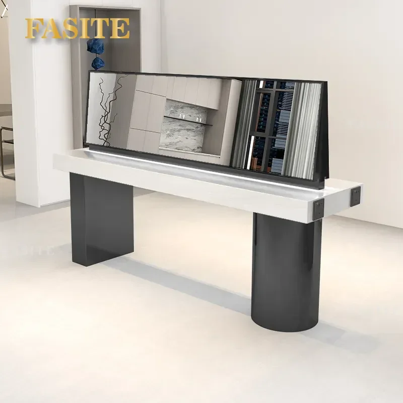 For Hair Barber Shop Integrated Mirror Table Cabinet Hair Cutting Dyeing Perm Station Furniture with Storage Direct