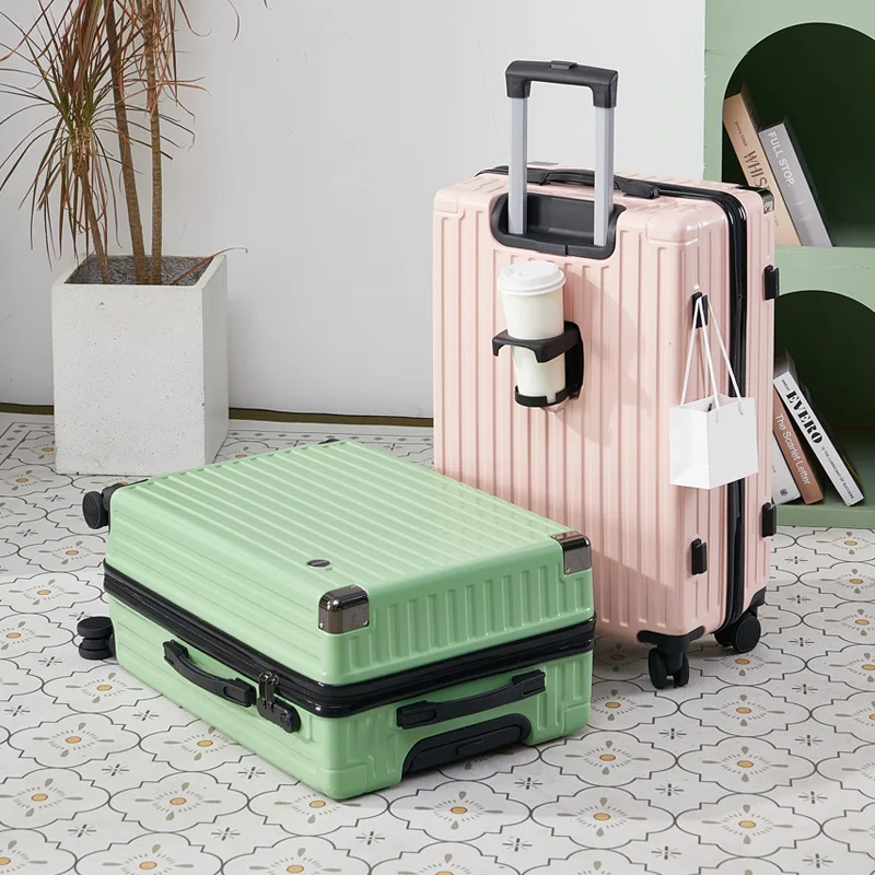 أمتعة دوارة مقاس 20 بوصة مع حامل أكواب، حقيبة سفر عصرية ذات سعة كبيرة، حقيبة سفر متنقلة مريحة، سهلة النقل #3