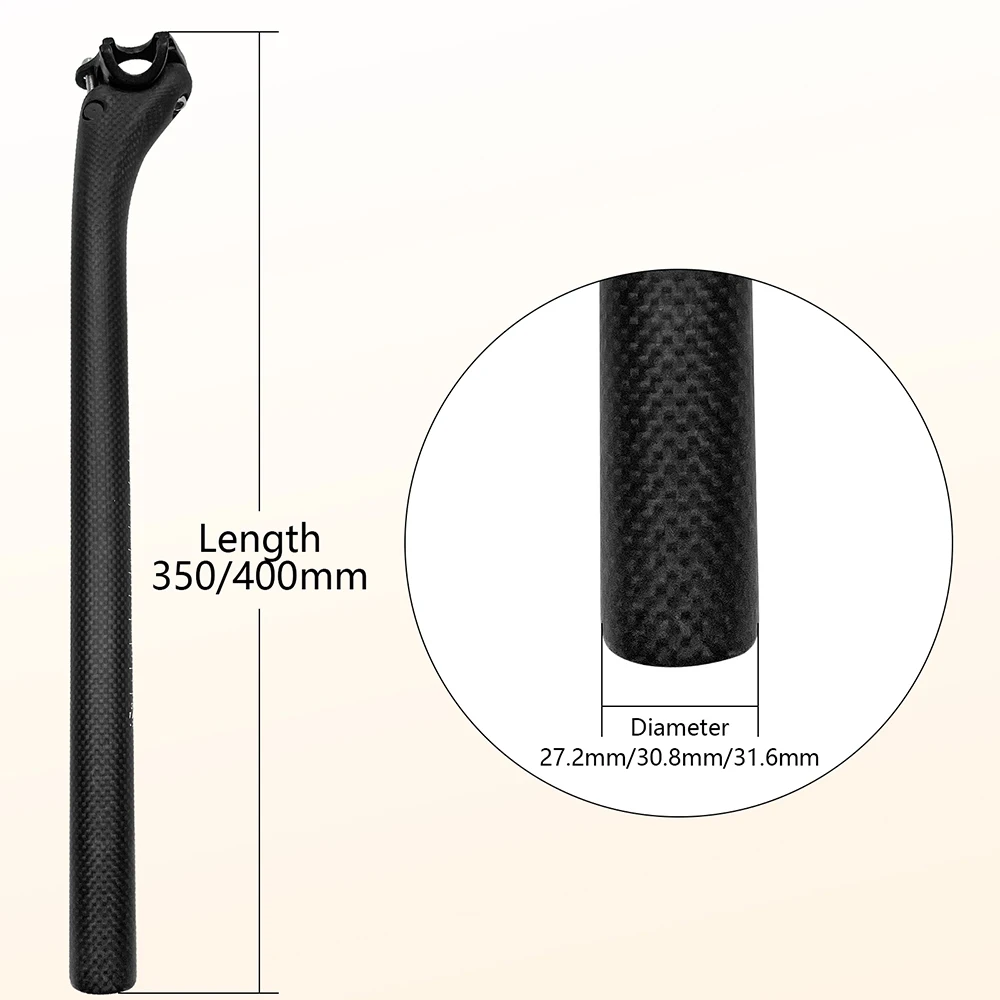 Carbon Seatpost 27.2//30.8/31.6mm matte/Gloss 3k Carbon Fiber MTB/Road Bicycles Carbon Fiber seat post Light seat tube350/400mm