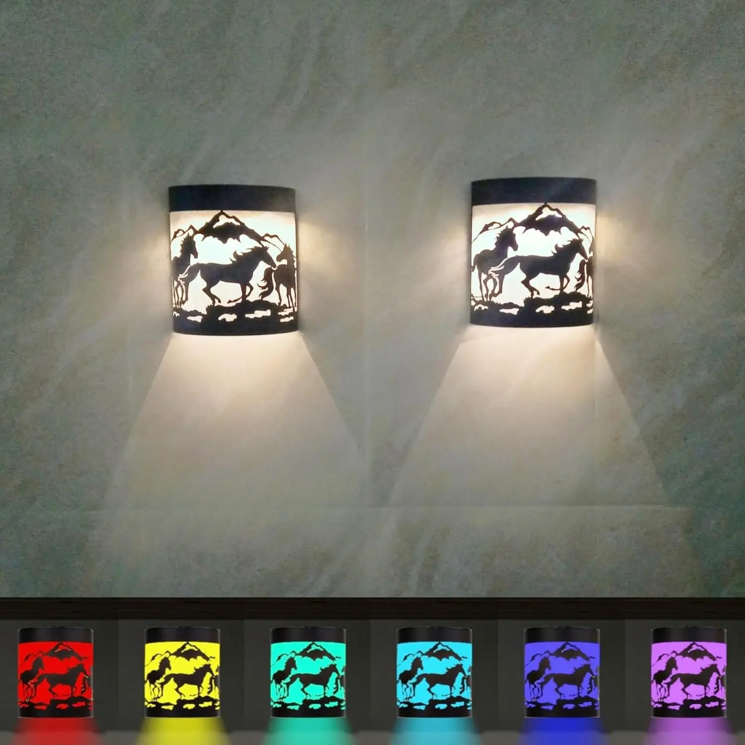 

Horse Solar Wall Lights, Set of 2 Outdoor Waterproof Deck Fence Lights