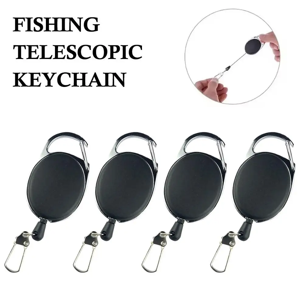 4 قطعة سلسلة المفاتيح الصيد قابل للسحب الإبداعية 360 درجة الدورية مشبك في الهواء الطلق المشي لمسافات طويلة السفر مشبك حلقة رئيسية أداة قابلة للسحب