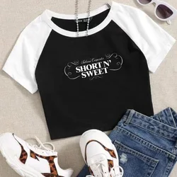 Sabrina Carpenter Short N' Sweet Crop Tops T-Shirt Girls Fashion Women O-Neck Short Sleeve Fans Gift T-shirt