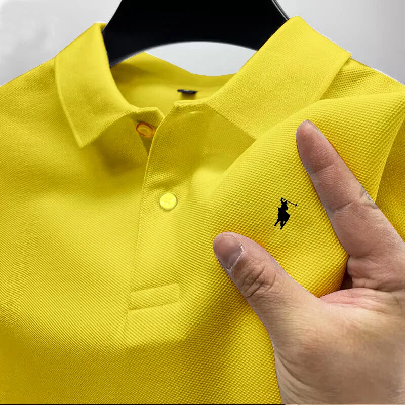 Fashion trend T-shirt men\'s street clothing button up pullover work business leisure summer lapel short sleeved quick dryingPOLO