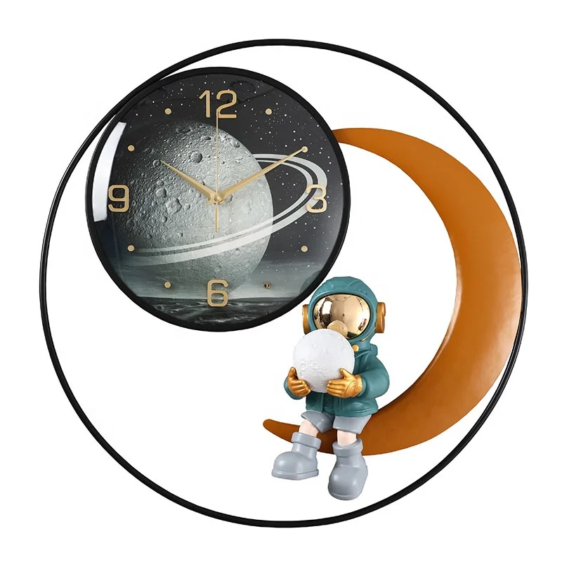 3D cartoon spaceman wall clock home decorative fashion modern art hanging living room clock