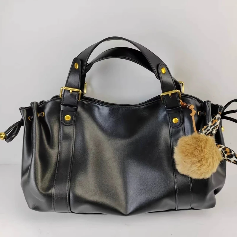 

Простая вместительная сумка-тоут из мягкой искусственной кожи, стильная универсальная женская сумка, сумка через плечо для повседневного использования, женская сумка-шоппер.