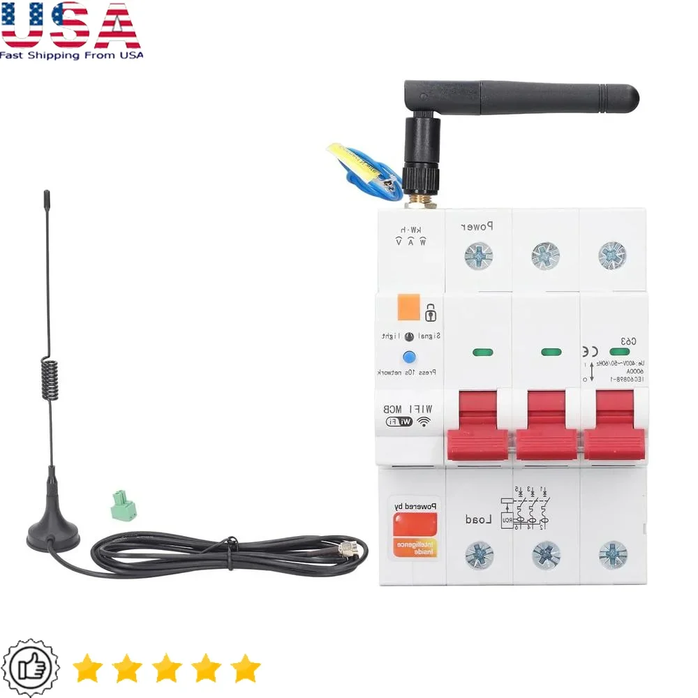 63A Smart Circuit Breaker 3P Remote Voice Control Leakage Protection Timer Switch RS485 Home Energy Management
