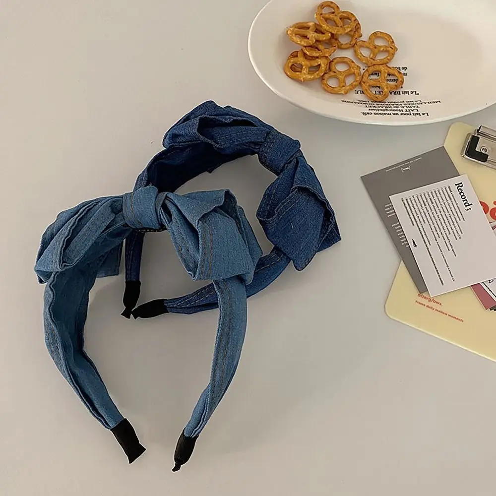 Butterfly knot hair band, high-end denim French hair accessories temperament hair band for woman