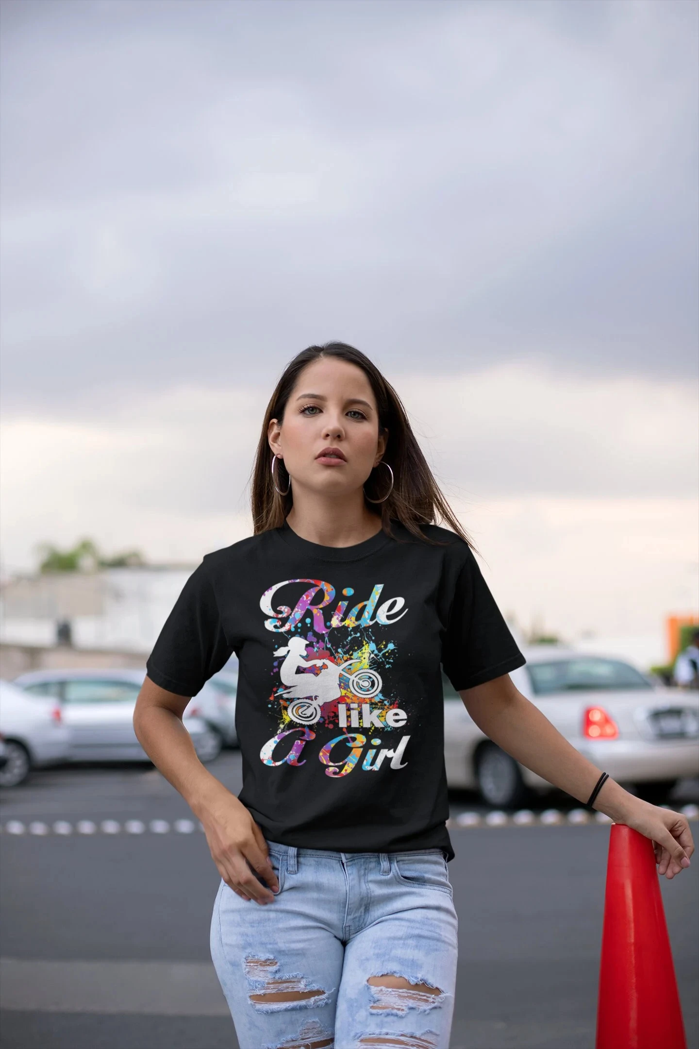 

Ride Like A Girl Women Cotton T-shirt Luxury Brand Fashion Big Size Top Casual Short Sleeve Streetwear Classic Print Tee S-4XL