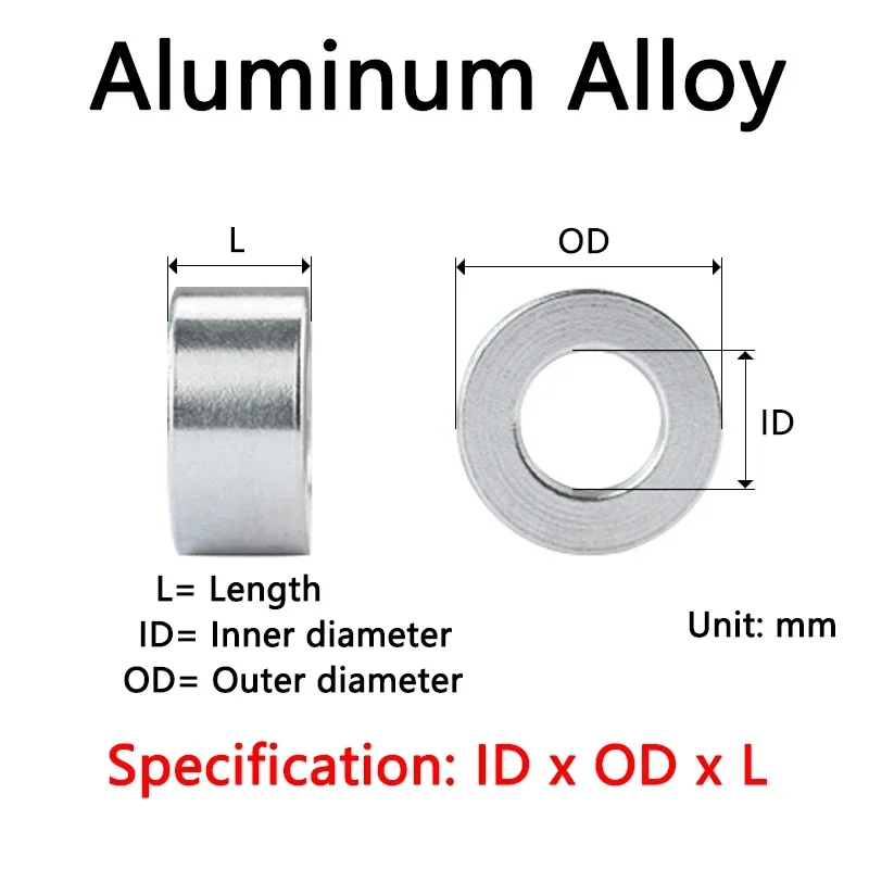 5/10Pcs M8 M10 M12 Aluminum Bushing Washer Gasket Round Hollow No Thread Standoff Spacer Thick Flat Pad Aluminum Alloy Sleeve