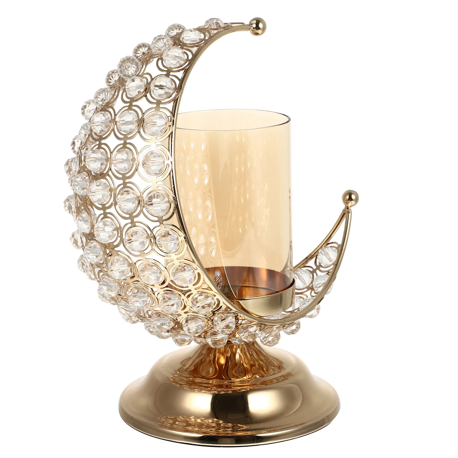 

1Pcs Ramadan Moon Shaped Candlestick Creative Eid Desktop Decoration High Temperature Resistant Home Ornament Eid Candlestick