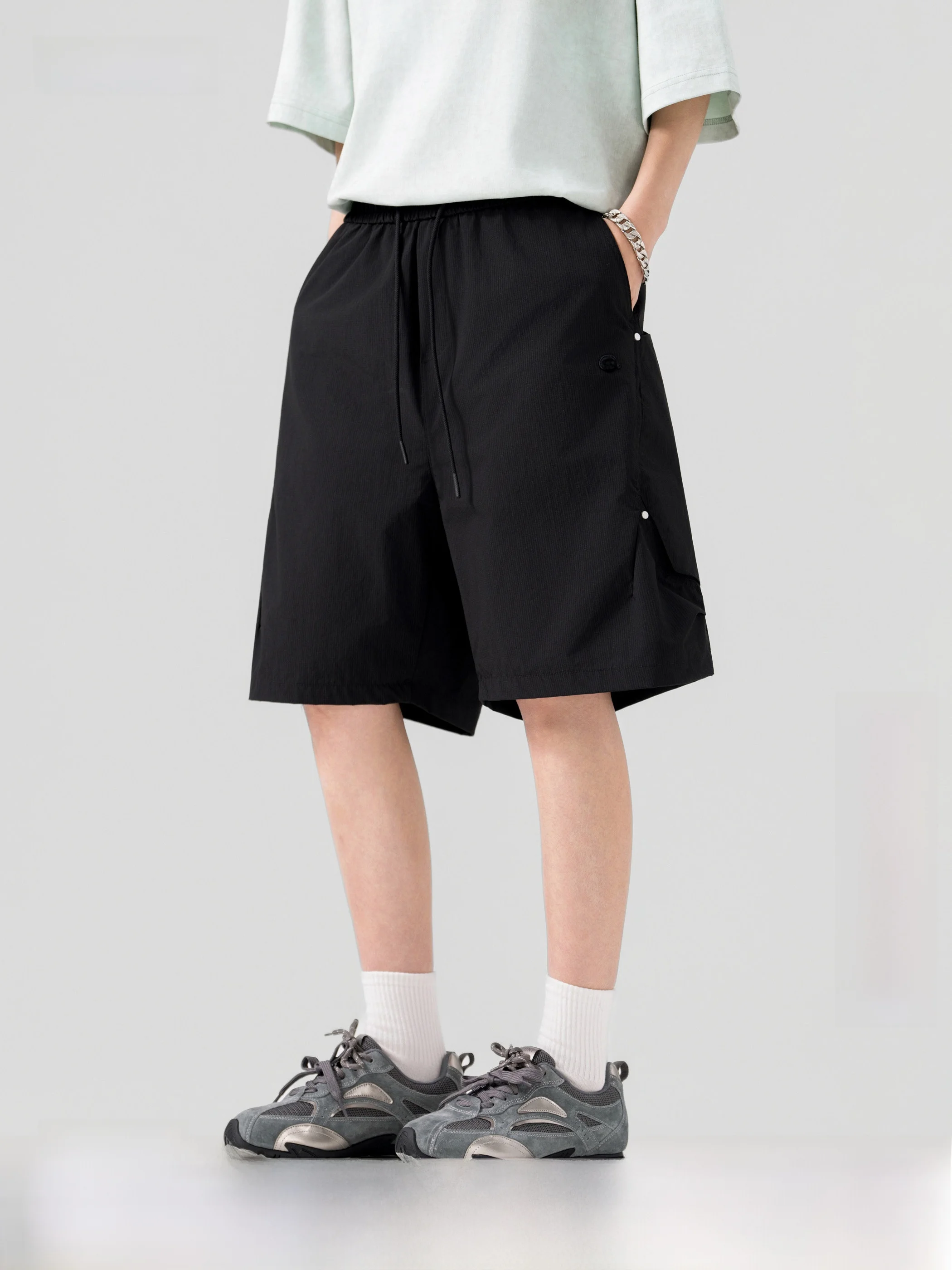 

AOGZ American Deconstructed Drawstring Shorts Men's Summer Outdoor Breathable Quick Dry Straight Leg Workwear Sports Five-Qua...