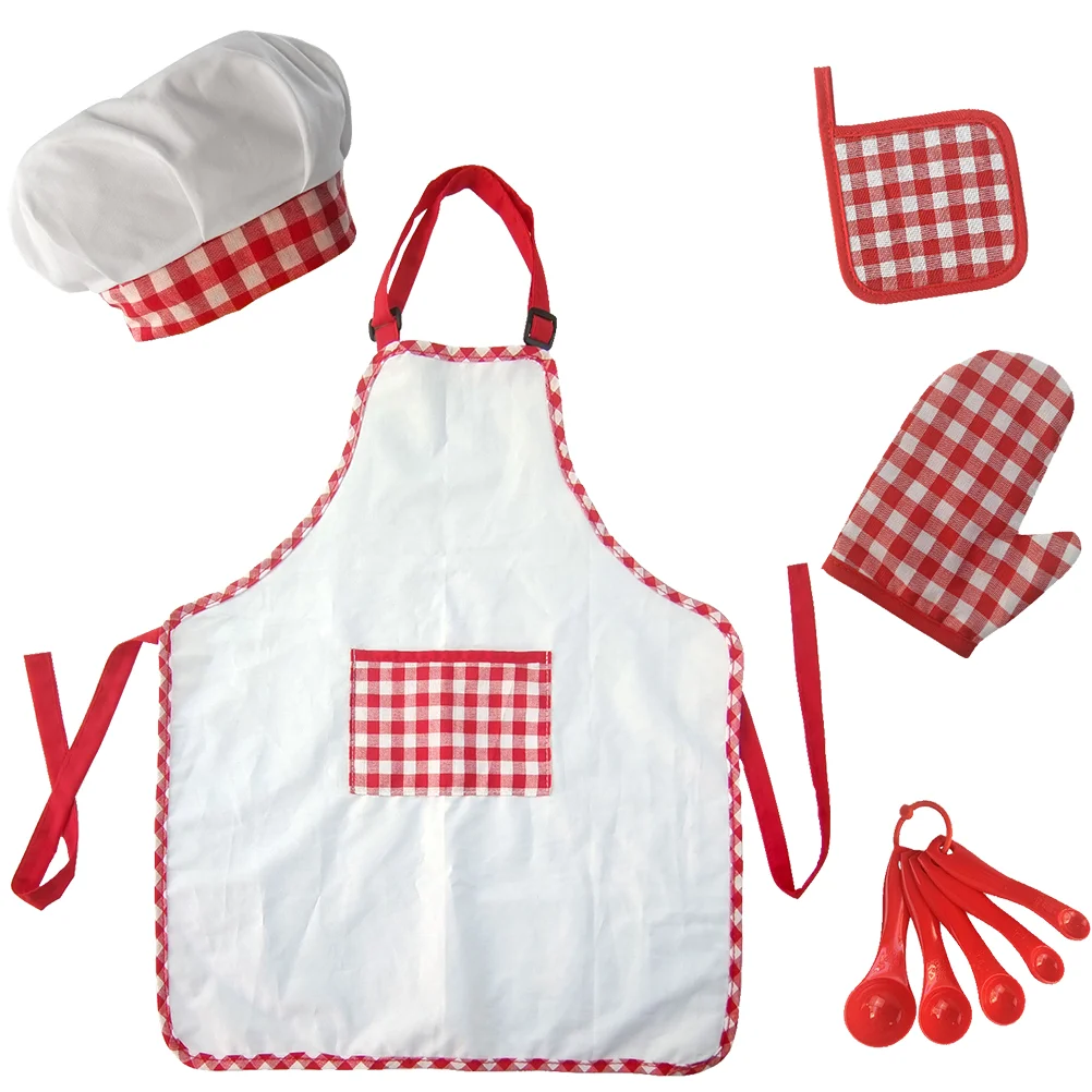 Kids Cooking Apron Boys Toys Tools Set and Chef Hat Cotton Kitchen Child Supplies Children