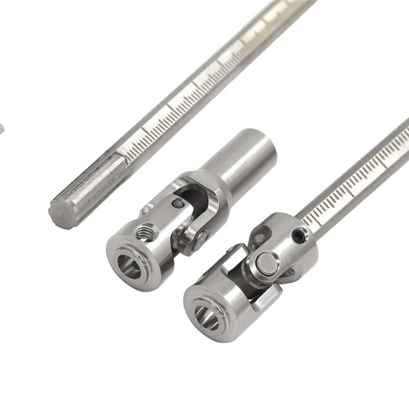 طقم عمود محرك مشترك عالمي من الفولاذ المقاوم للصدأ لـ 1/10 LCG RC الزاحف نوع RC ملحقات ترقية السيارة باللون الفضي