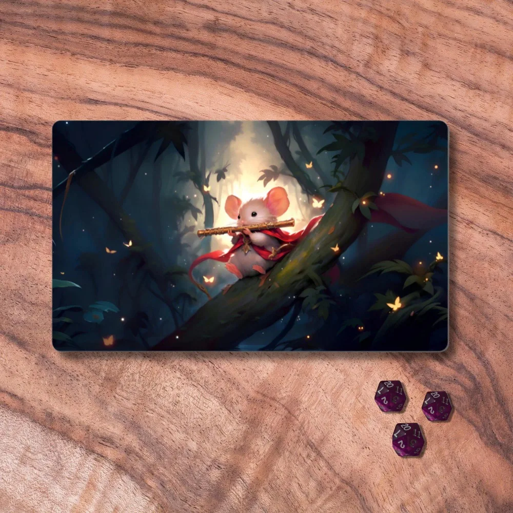 MTG Playmat with Zones, Commander Mouse Themed CCG Playmat, Woodland Forest Themed TCG Playmat, Gifts for Gamers