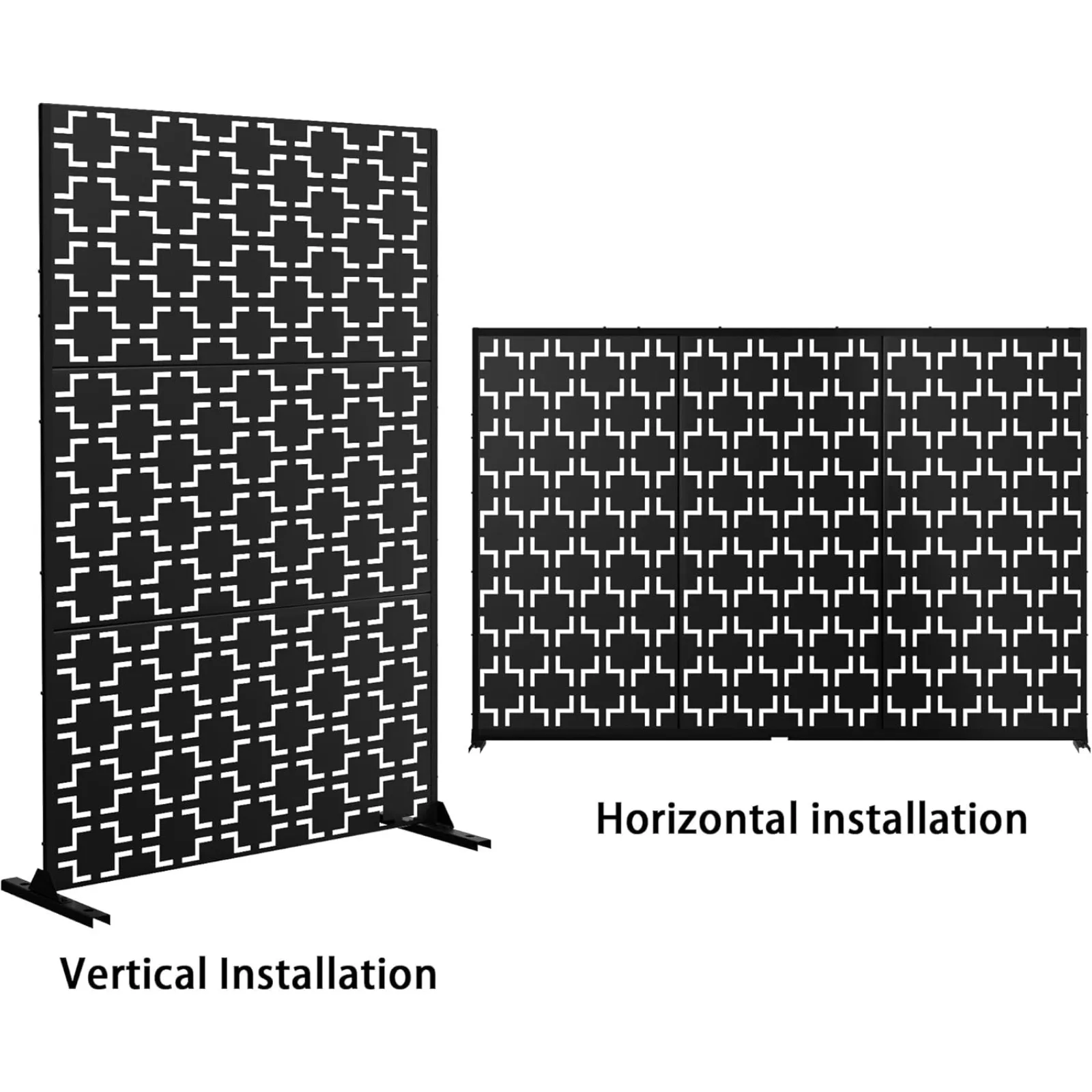 US Metal Outdoor Privacy Screen, Freestanding Outdoor Divider Decorative Privacy Fence Screen, Fence Panels for Balcony