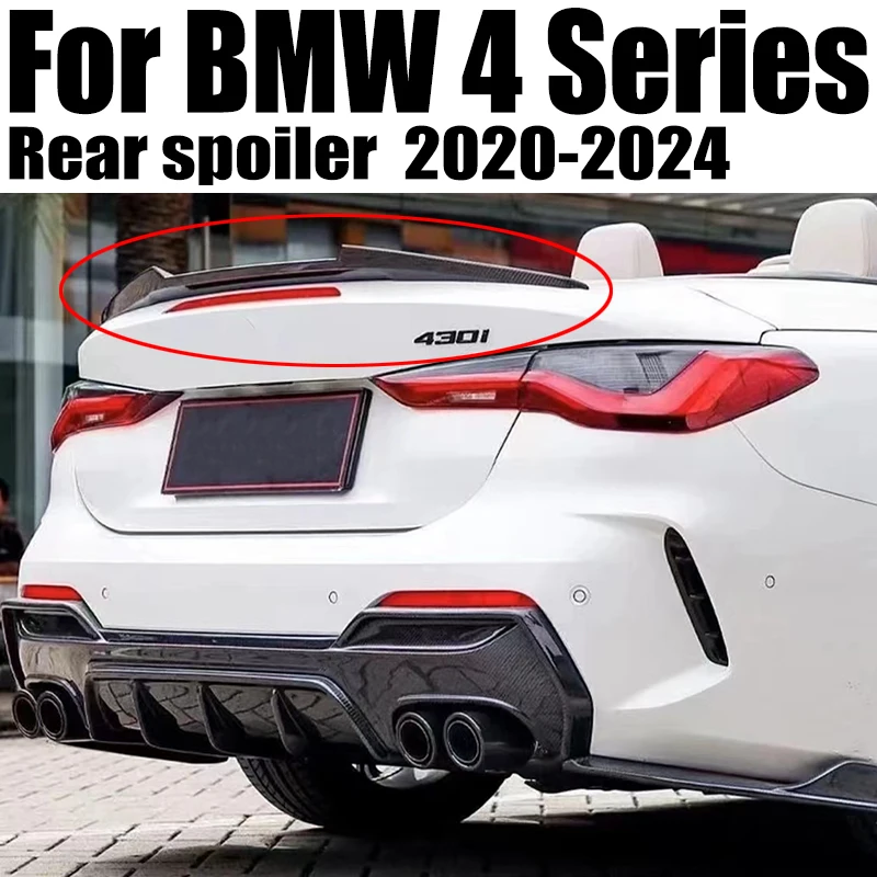 

For BMW 4 Series G23 2020-2024 M4 Style Car Rear Trunk Lid Boot Ducktail Lip Spoiler Wings Black Carbon Accessories