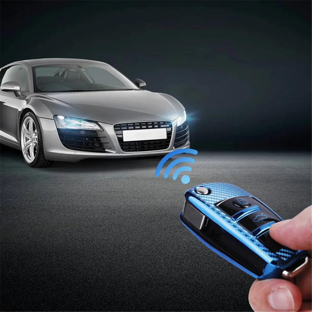 TPU Carbon Fiber Car Key Case Cover Shell for Audi A1 A3 8P A4 A5 A6 C7 A7 S3 S7 S8 R8 Q2 Q3 Q5 Q7 Q8 SQ5 TT RS3 RS6 Key Chain