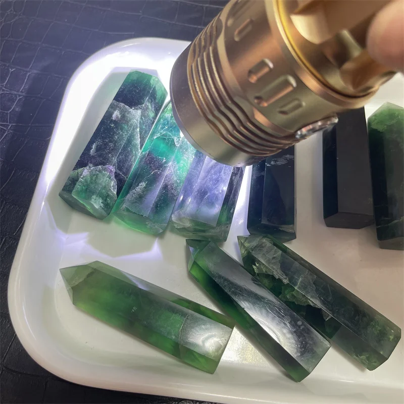 1kg Crystal Natural Blue Green Fluorite Tower Point Healing Feng Shui Wiccan Sacrifice Wand Stone Quartz Energy Reiki