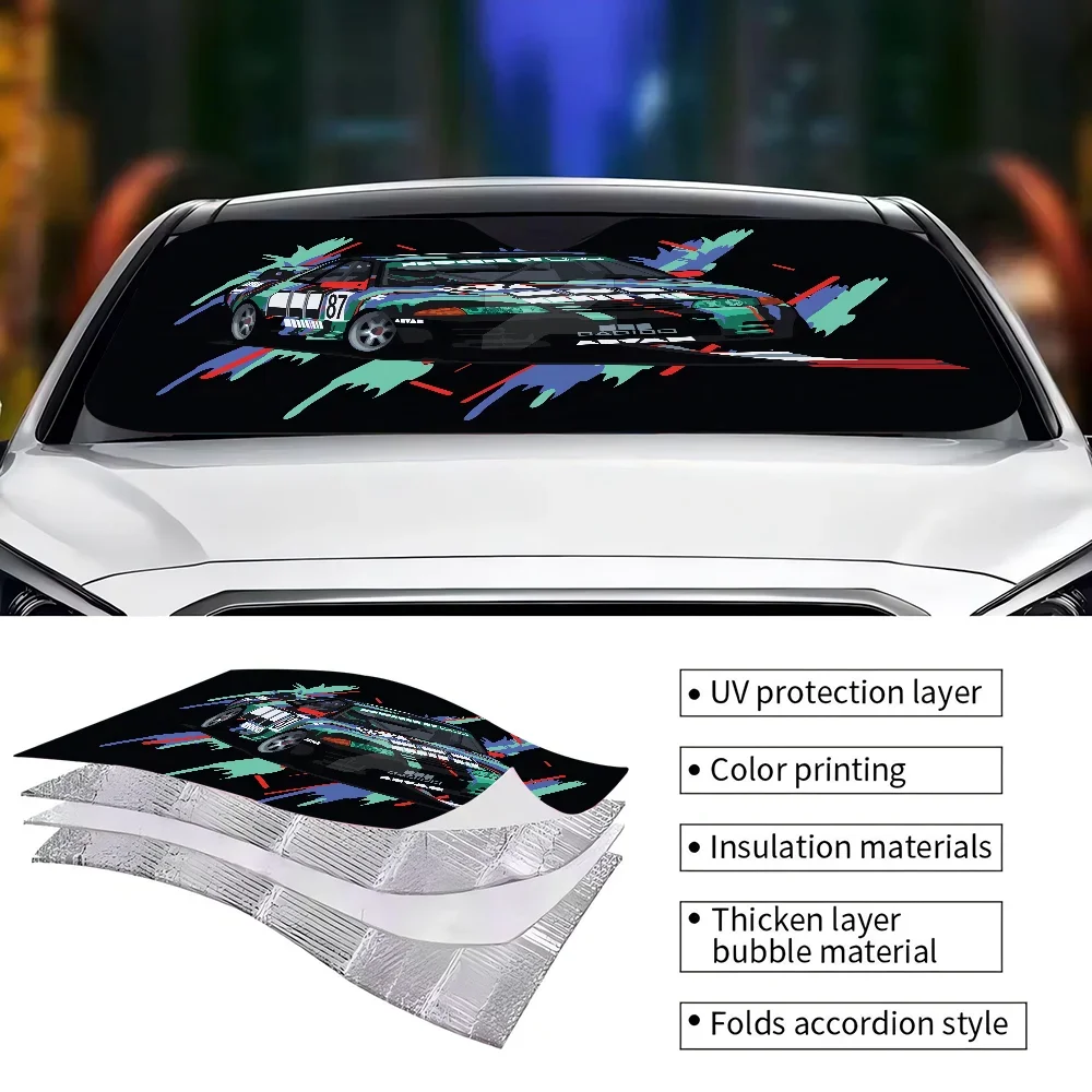 스포츠카 HKS JDM 액세서리 자동차 차양 커버 자외선 차단 자동차 창 차양 접이식 앞 유리 차양