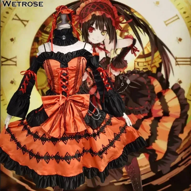 

【Wetrose】In Stock Kurumi Tokisaki Cosplay Costume Nightmare Date A Live Halloween Full Set Wig Lolita Dress